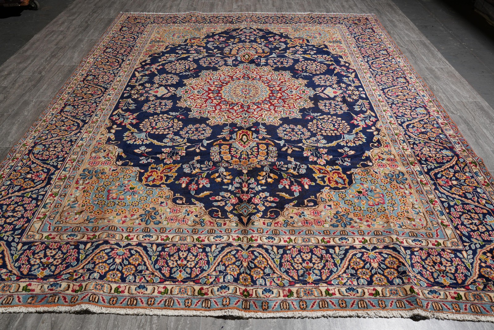 9 x 12 Perrsian Kermaan rug Dark Blue #F-4133