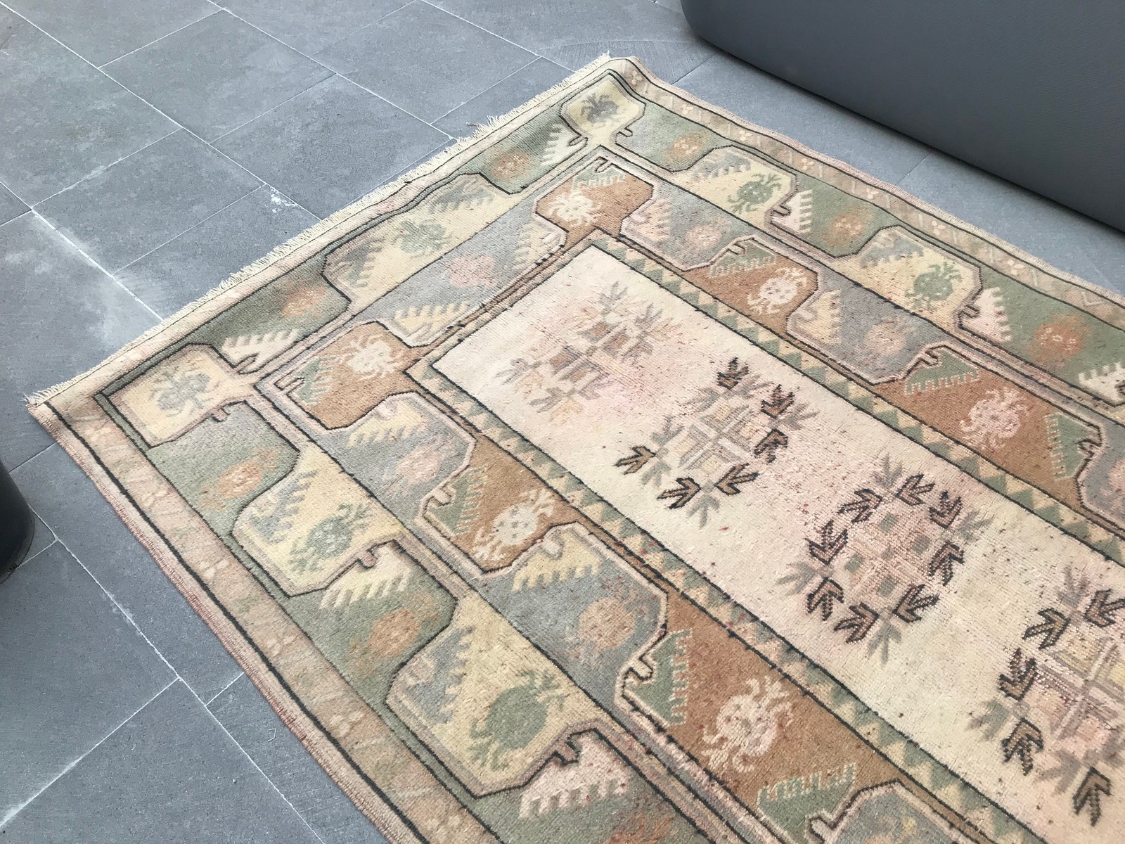 4×6,6 ft Turkish Vintage Rug, Area Rug, Green Wool Rug