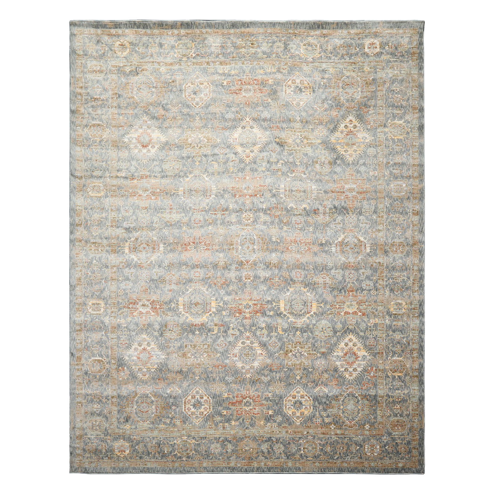 Blue Ivory Rug Multi Size silky Dense Full Pile