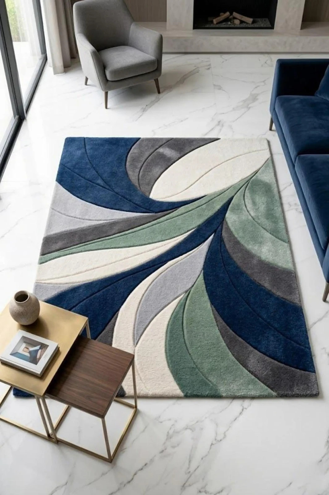 hand tufted Abstract multicolor Wool Rug, Modern Luxury Area Rug, Living Room