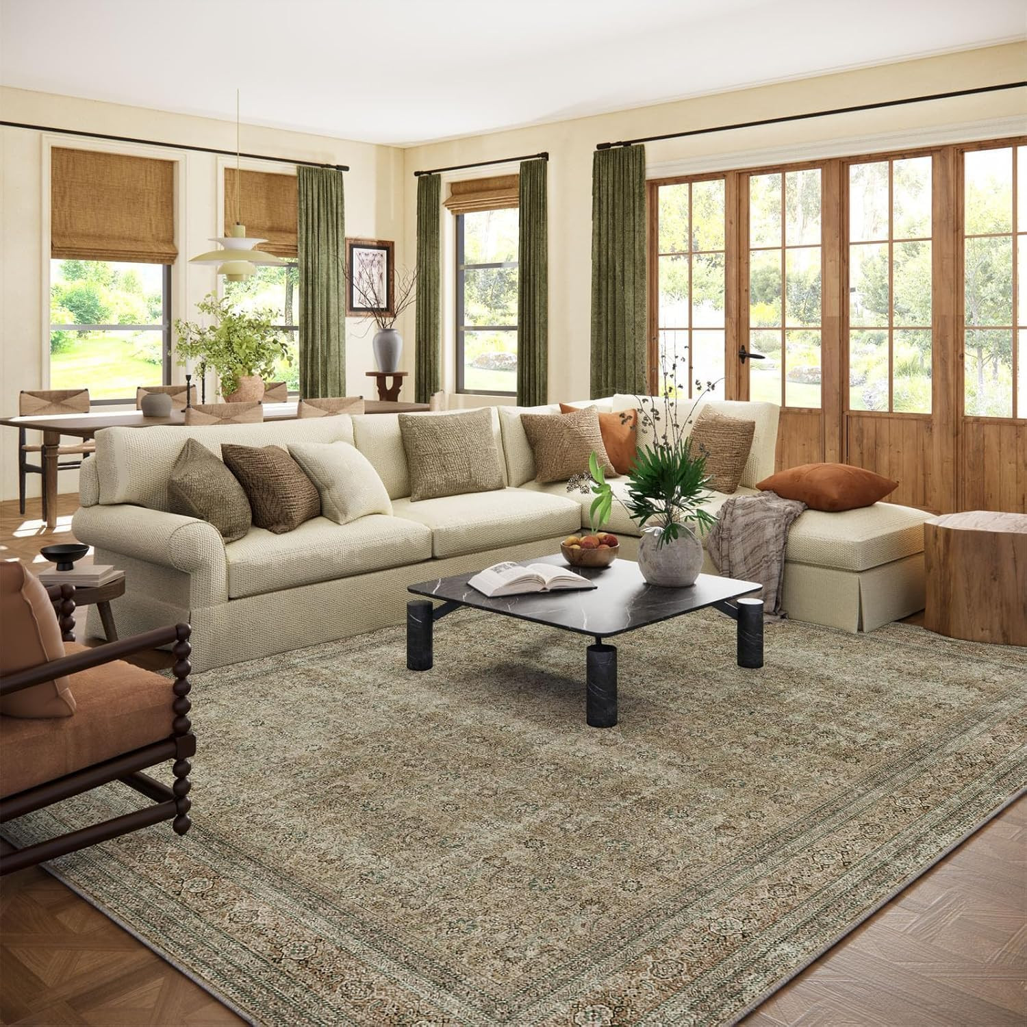 10×12 Vintage Washable Area Rug – Soft, Non-Slip for Living Room & Dining Room