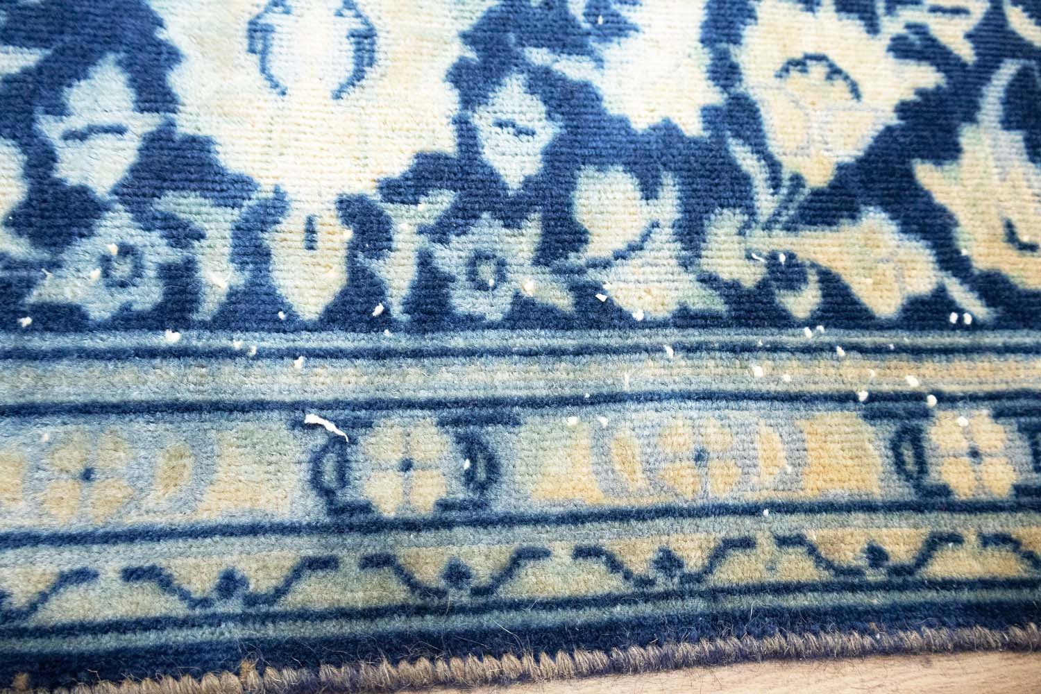 Semi-Antique Handmade Distressed Oriental Rug 10×13 Ft Navy Blue Area Carpet