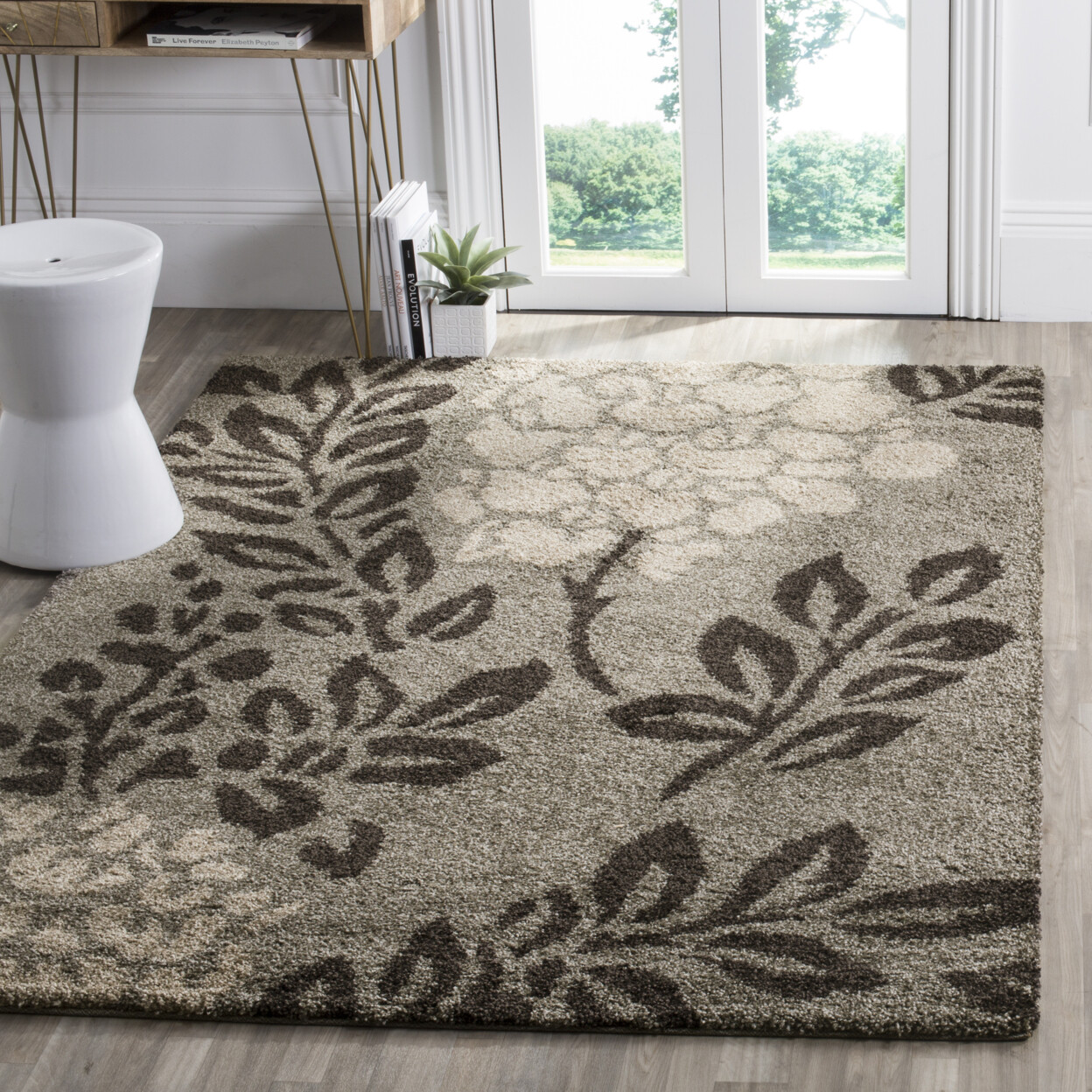 SAFAVIEH Florida Shag SG456-7928 Smoke / Dark Brown Rug