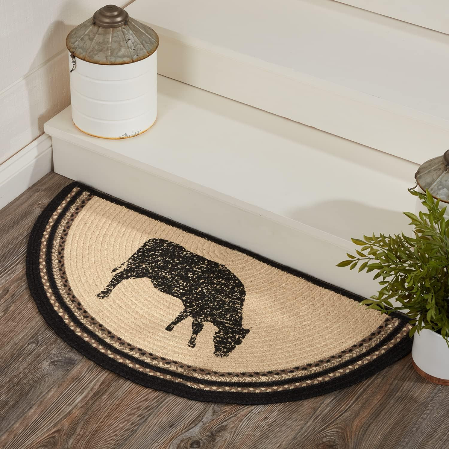 Sawyer Mill Small Jute Half Circle Area Rug Farmhouse Solid, Entryway Kitchen Do