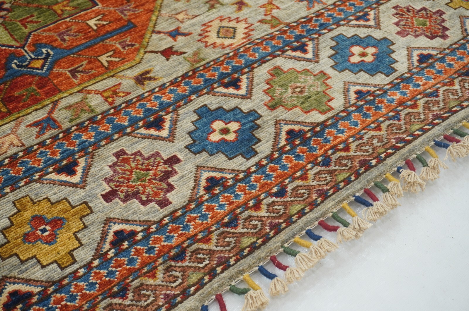 8 x 10 ft Taupe Gray Ersari Afghan Hand Knotted Veg dyes Wool Tribal Area Rug