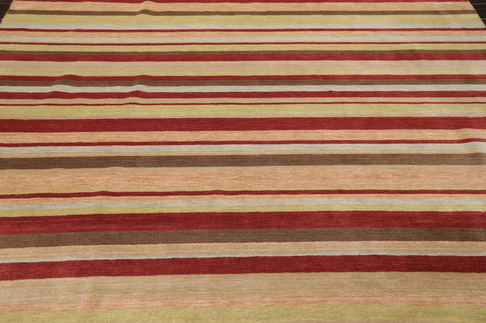 8’1” x 9’8” Hand Knotted Tibetan 100% Wool Stripes Oriental Area Rug Rust
