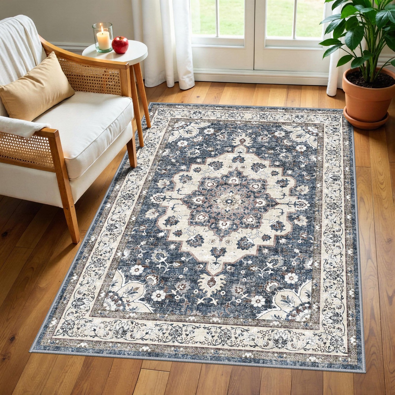 Hy Hao Yun Lai Washable 3X4 Entryway Area Rug Non-Slip Stain Resistant Floor