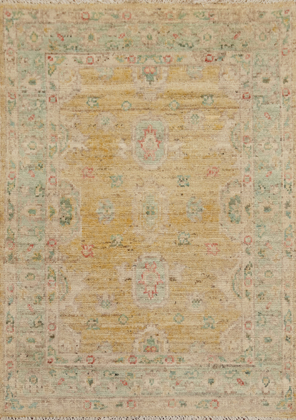 Vegetable Dye All-Over Pattern Oushak Wool Handmade Rug 3×4 ft Turkish Carpet