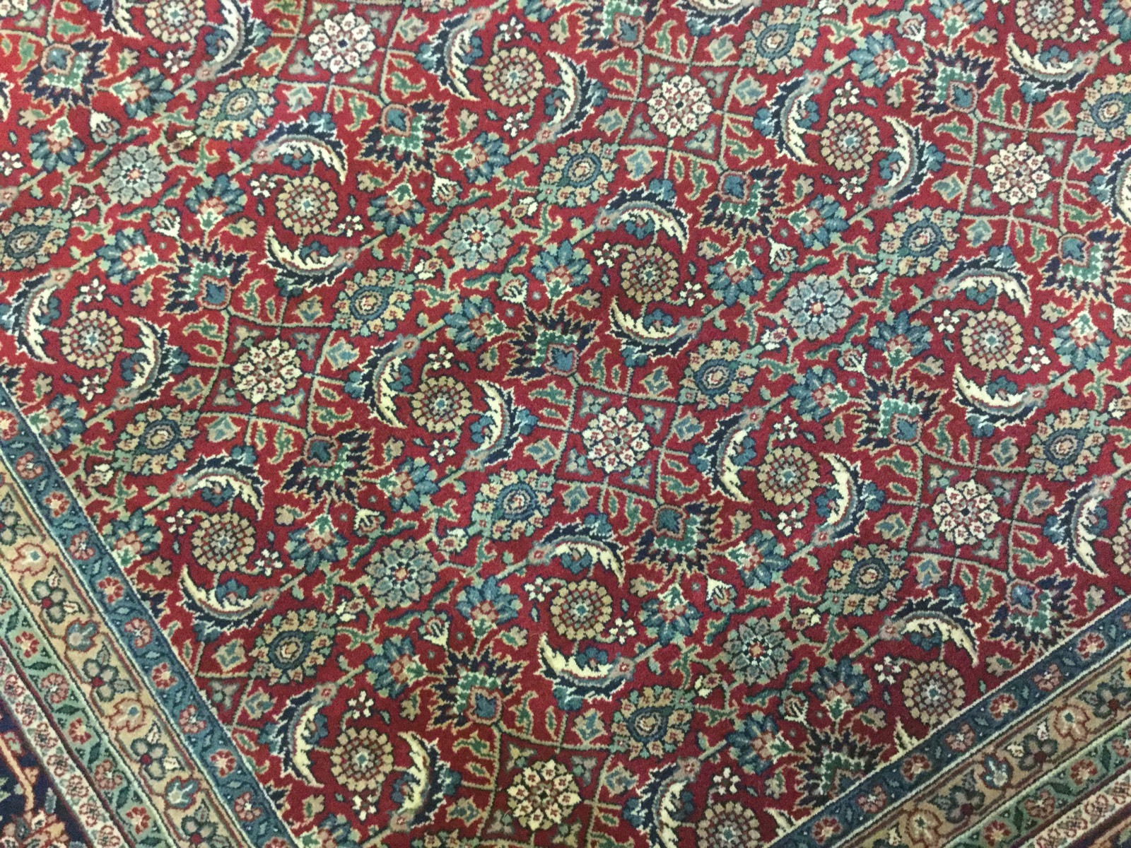 10′.0″ X 14′.3″ Red Navy Blue Super Herati Oriental Rug Hand Knotted