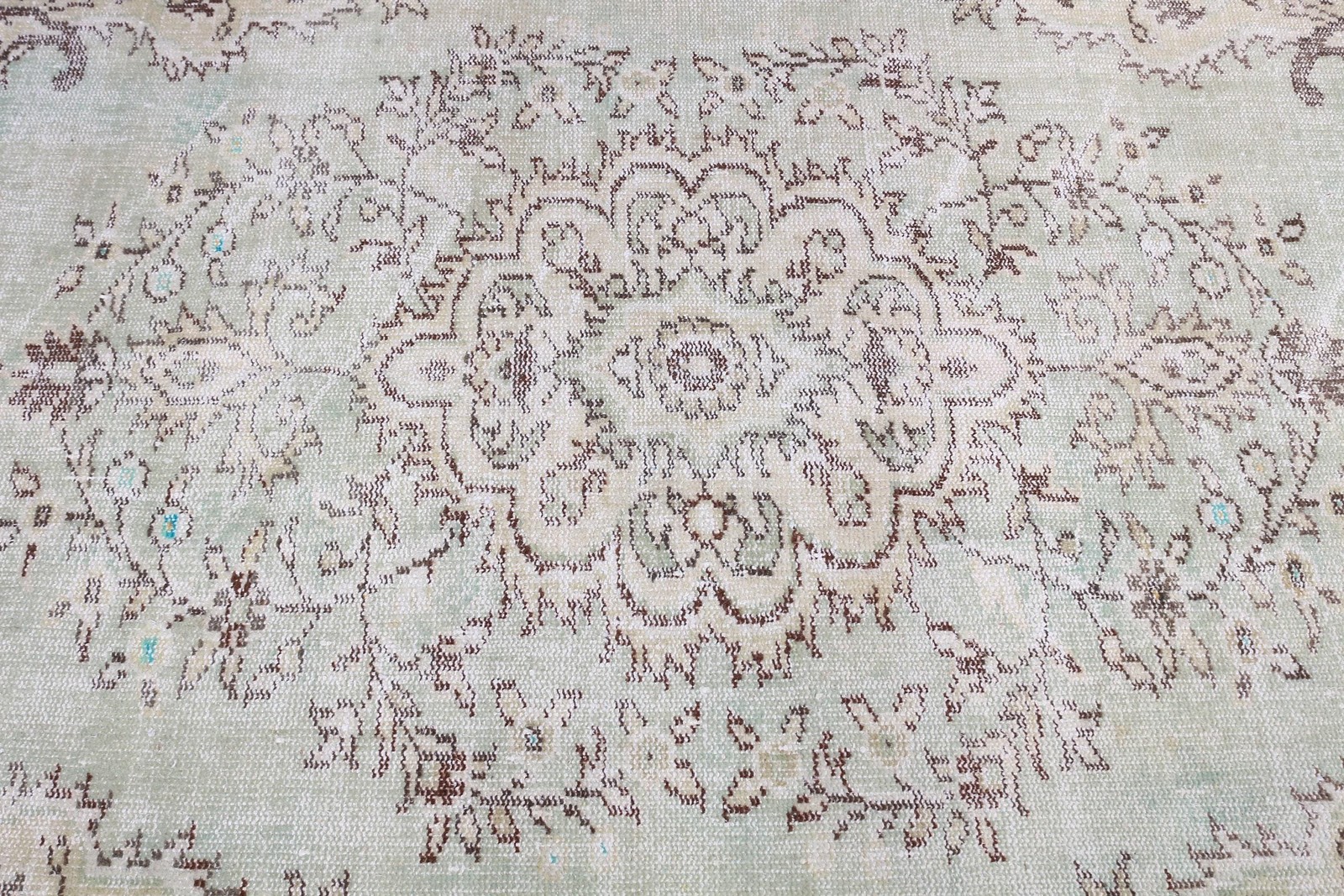 Vintage Rug, 4,6×7,8 ft Turkish Rug, Green Abstract Wool Rug