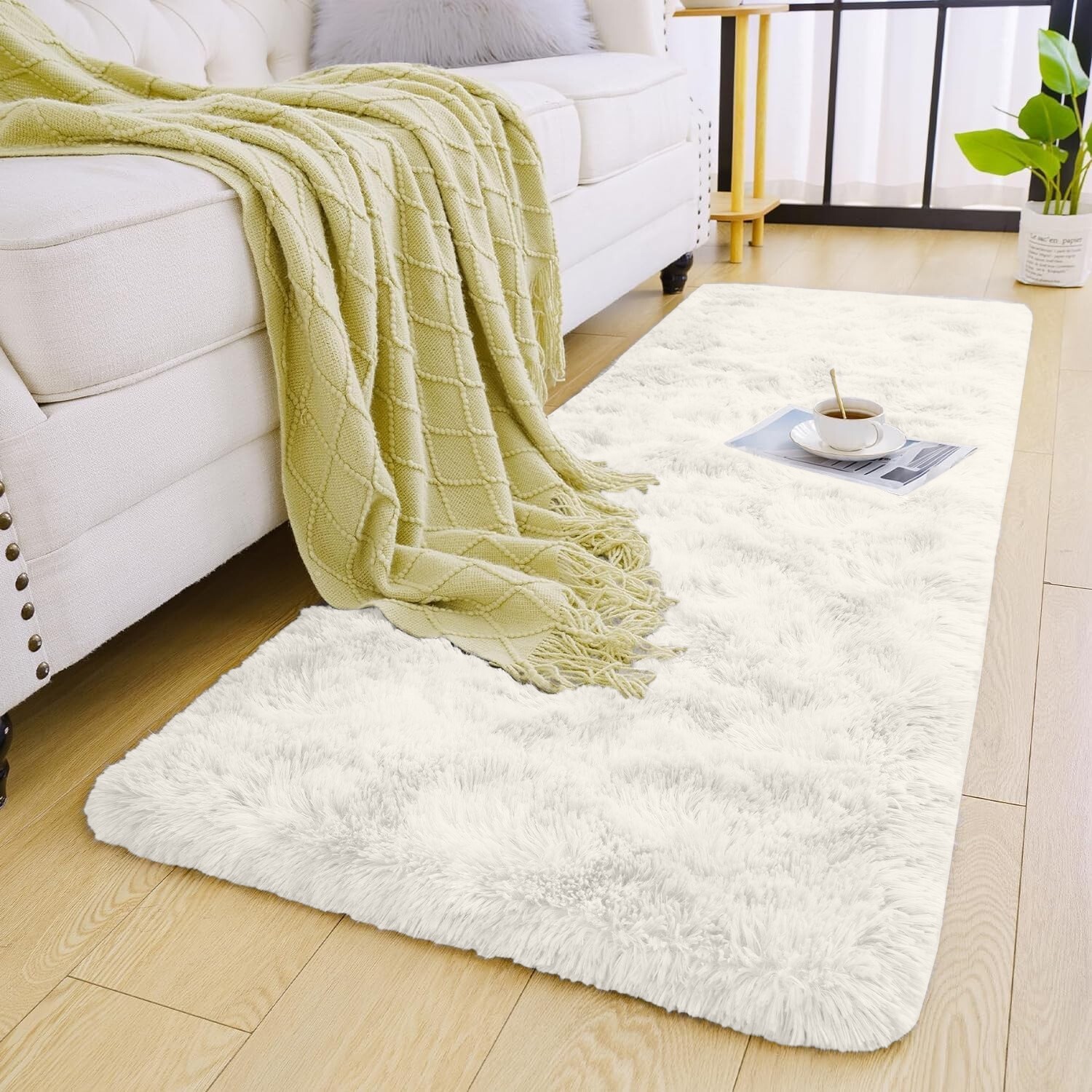 Fluffy Shaggy Rug Non Slip Area Rug Small Large Hallway Runner Indoor Door Mat