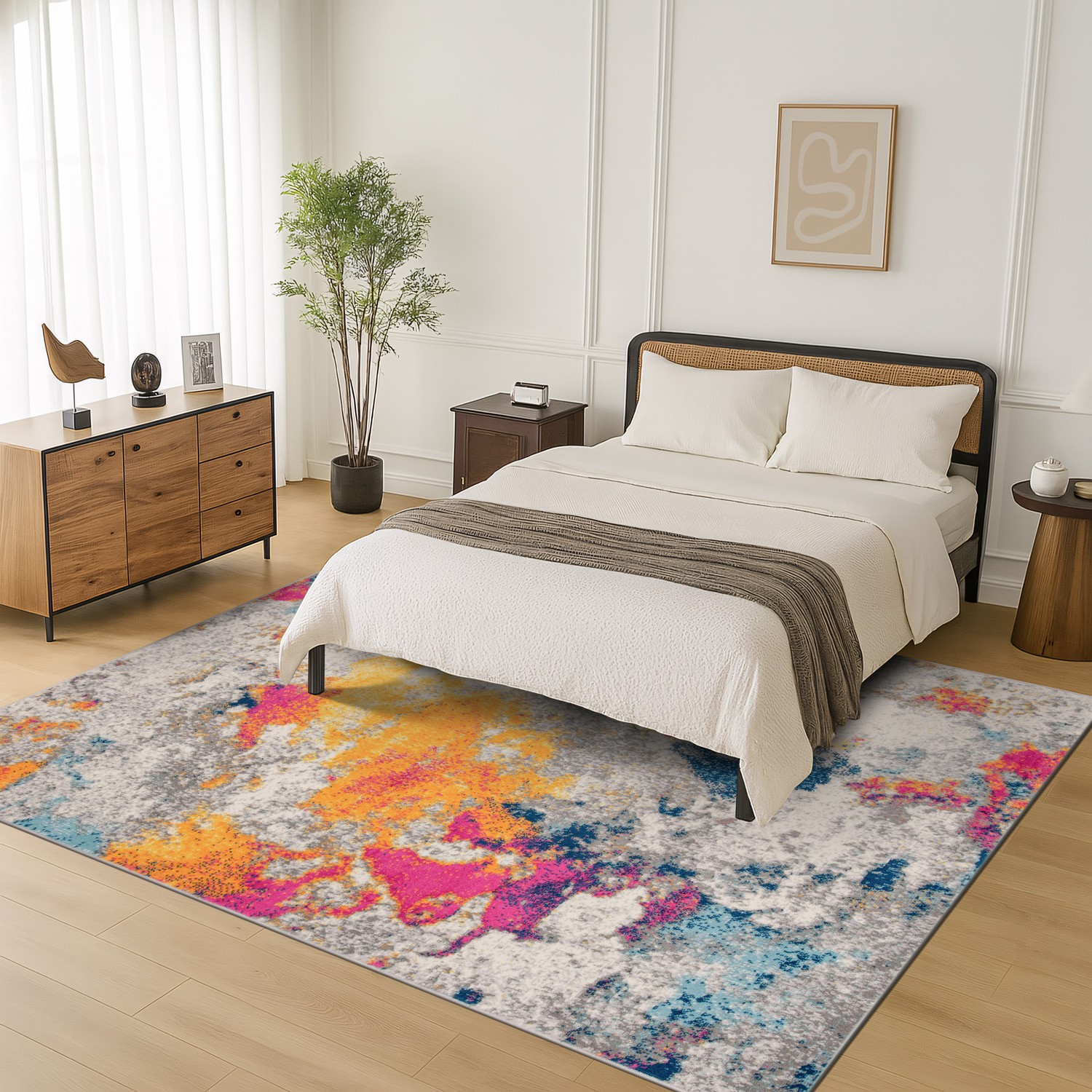 Rugshop Area Rugs Abstract Contemporary Multi Coloured Rug Living Room Rugs 5×7