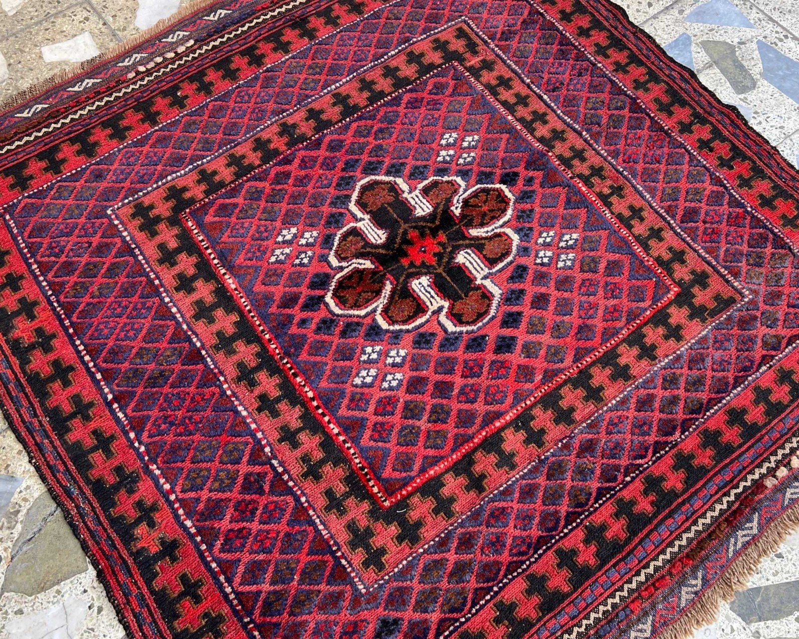 Afghan Mashwani Kilim 3×4 Square Vintage Wool Tribal Geometric Oriental Boho Rug