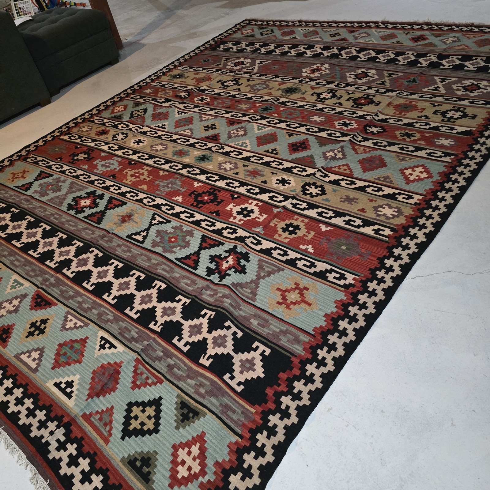 Kilim Kelim Genuine Handmade Oriental Rug 100% Wool Pile Flat Weave 9.5′ x 13.5′