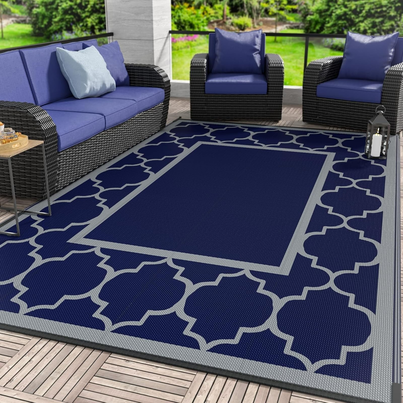 GENIMO 5′ x 8′ Waterproof Outdoor Area Rug – Reversible, Stylish & Durable