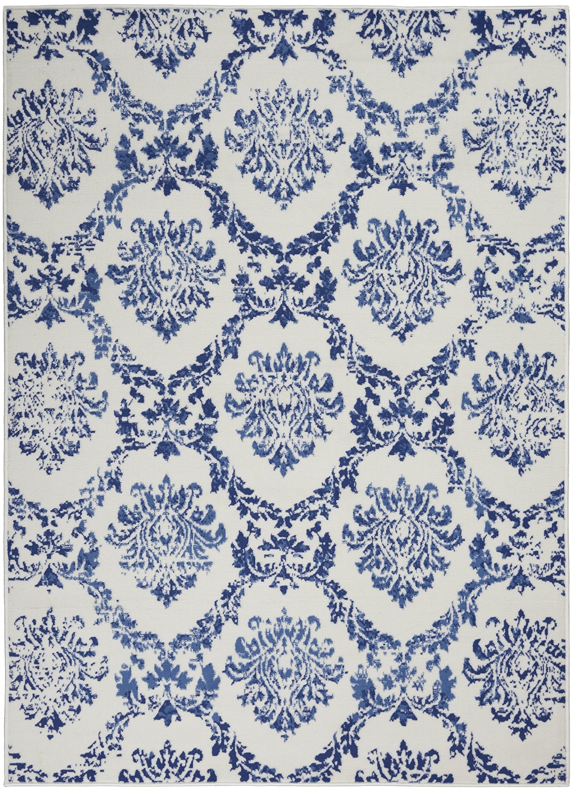 4′ X 6′ Blue And Ivory Floral Dhurrie Area Rug