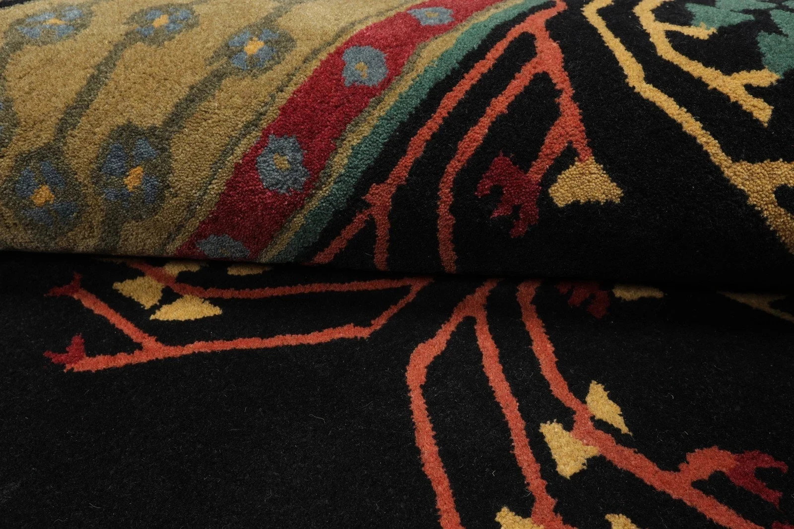 Hand Tufted Traditional Arts & Crafts Wool Multi Size Black Rug 6×9|8×10|9×12|