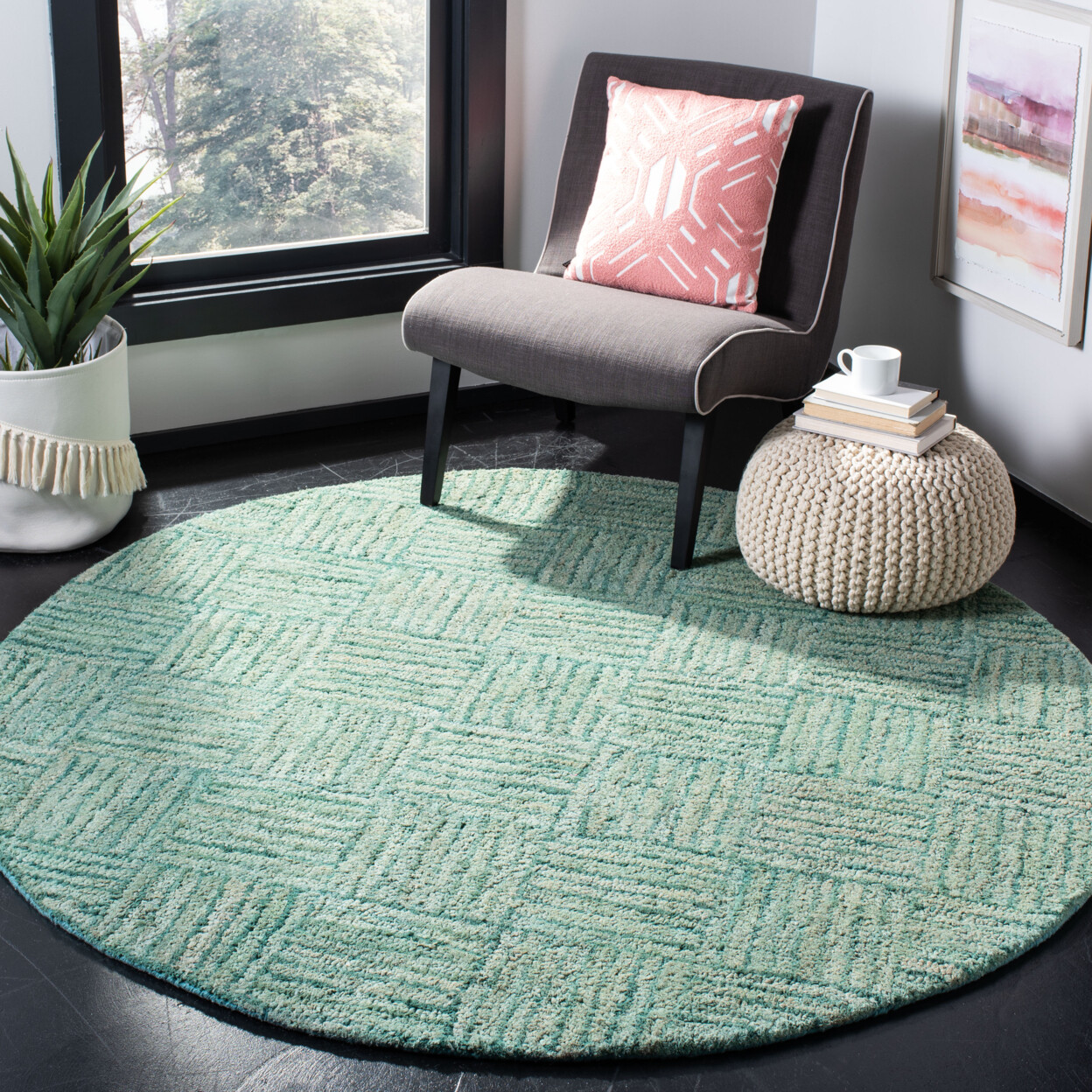 SAFAVIEH Nantucket NAN316A Handmade Green / Multi Rug