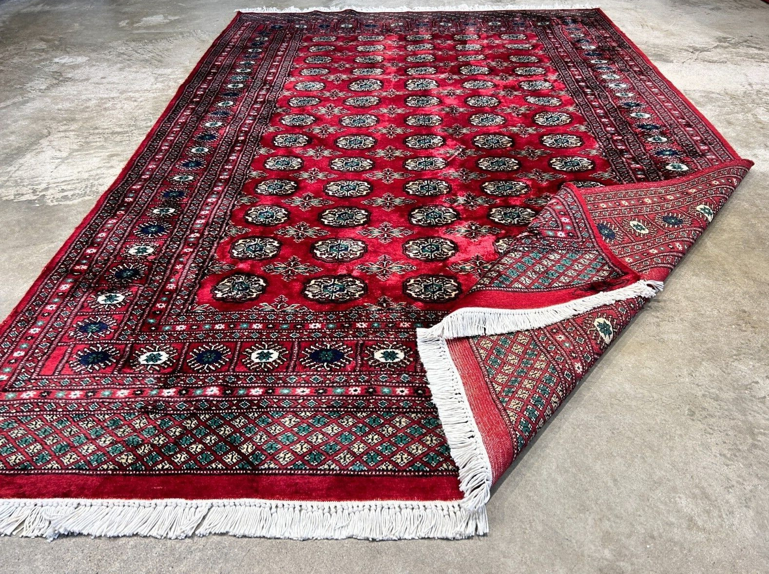 6’1″ x 8’10” Hand-Knotted 100% Wool Pile Bokhara Area Rug – Handmade Carpet