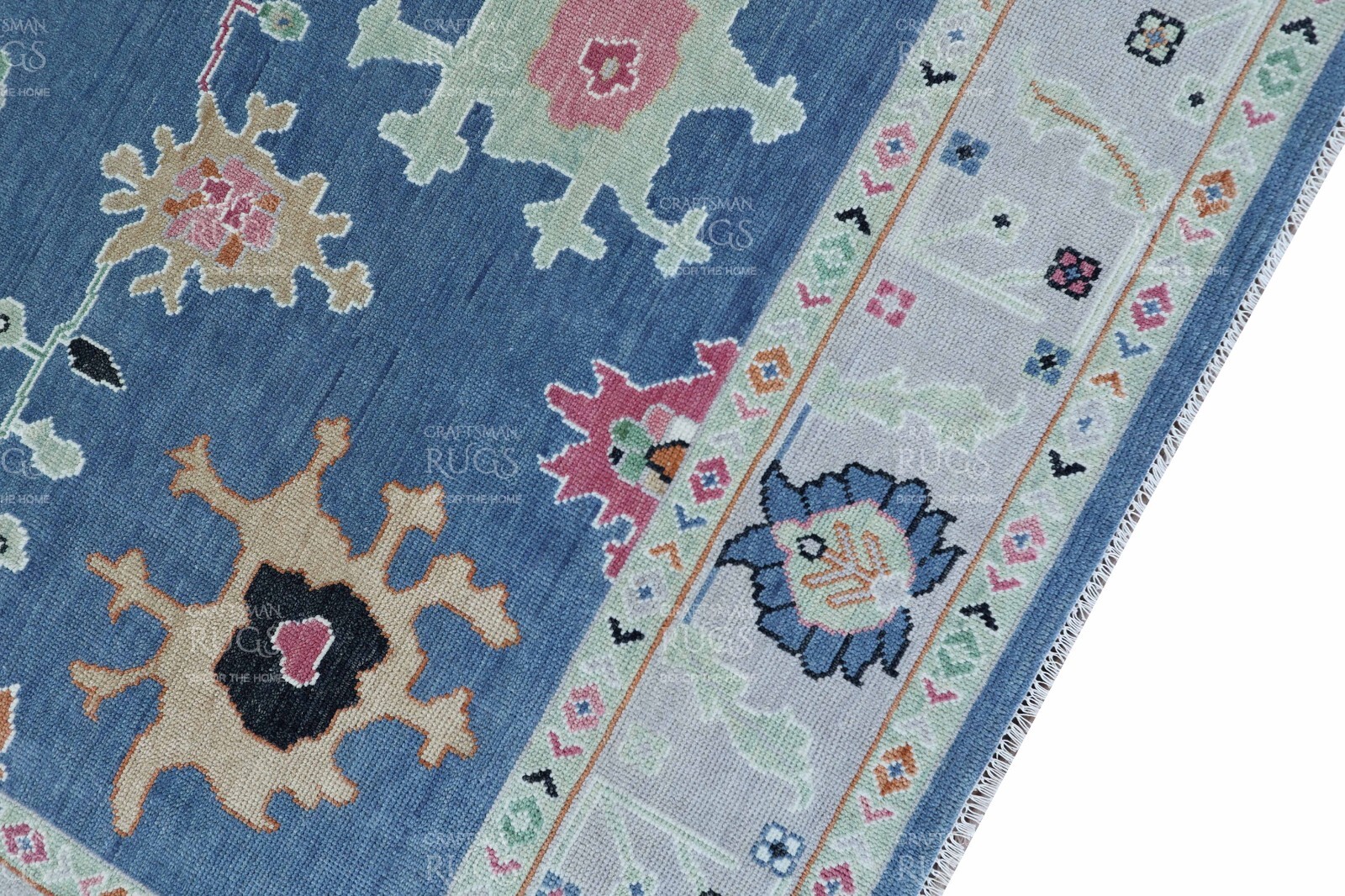 Oushak Hand Knotted Blue 4×6, 5×8, 6×9, 8×10, 9×12, 10×14, 12×15 Wool Area Rug