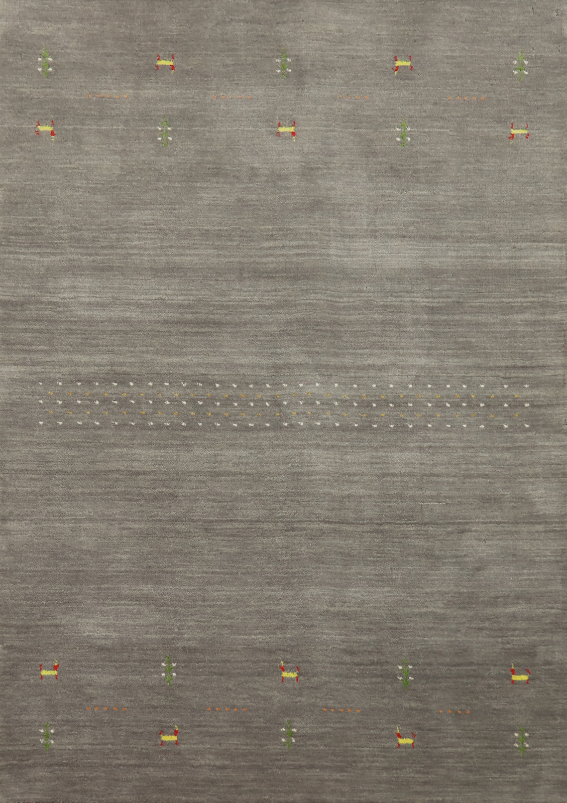 Gray Color Gabbeh Area Rug Hand-knotted Wool Rug 4×6 ft