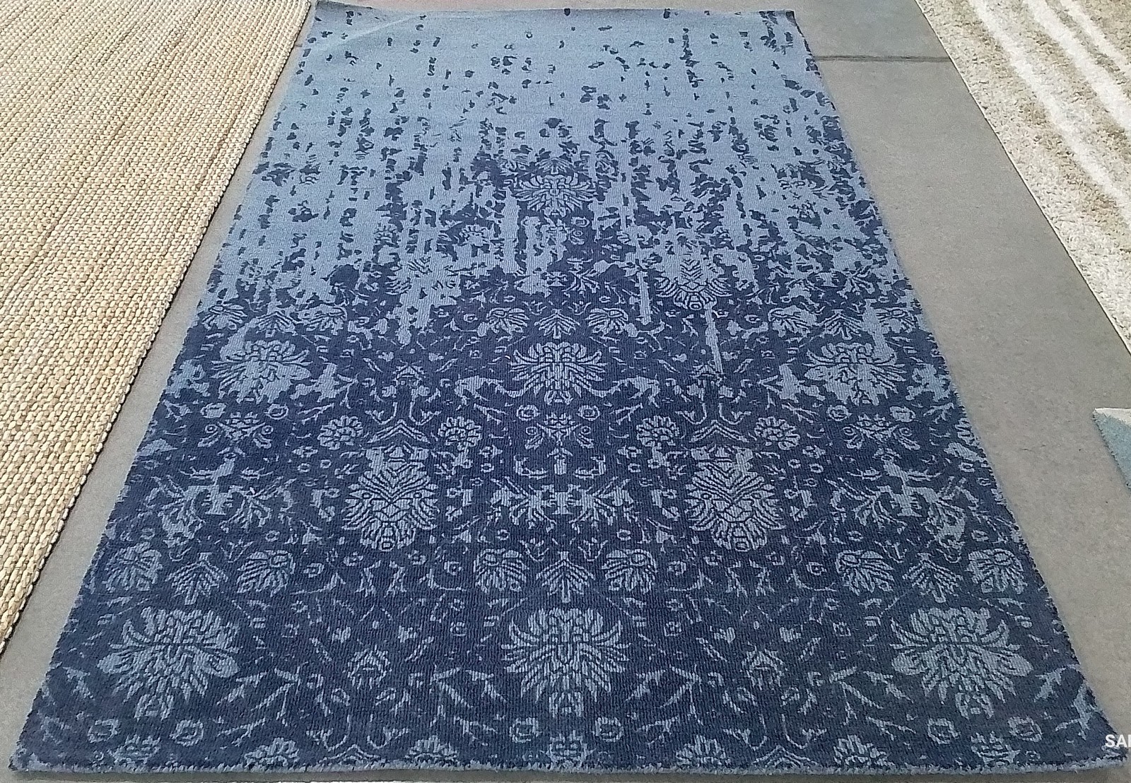 BLUE / DARK BLUE 5′-0″ x 8′-0″ Back Stain Rug Reduced Price 1172804469 RVT104E-5