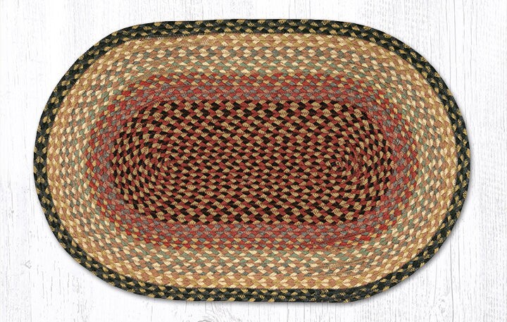 Burgundy, Grey, Cream Braided Jute Oval Rug 20″ x 30″, C-057, Farmhouse Country