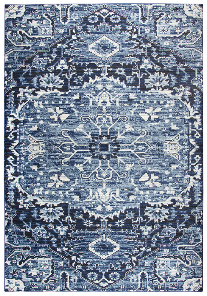 2×7 Rizzy Rugs Blue Vines Lines Bulbs Floral Runner PN6962 – Aprx 2′ 3″ x 7′ 7″