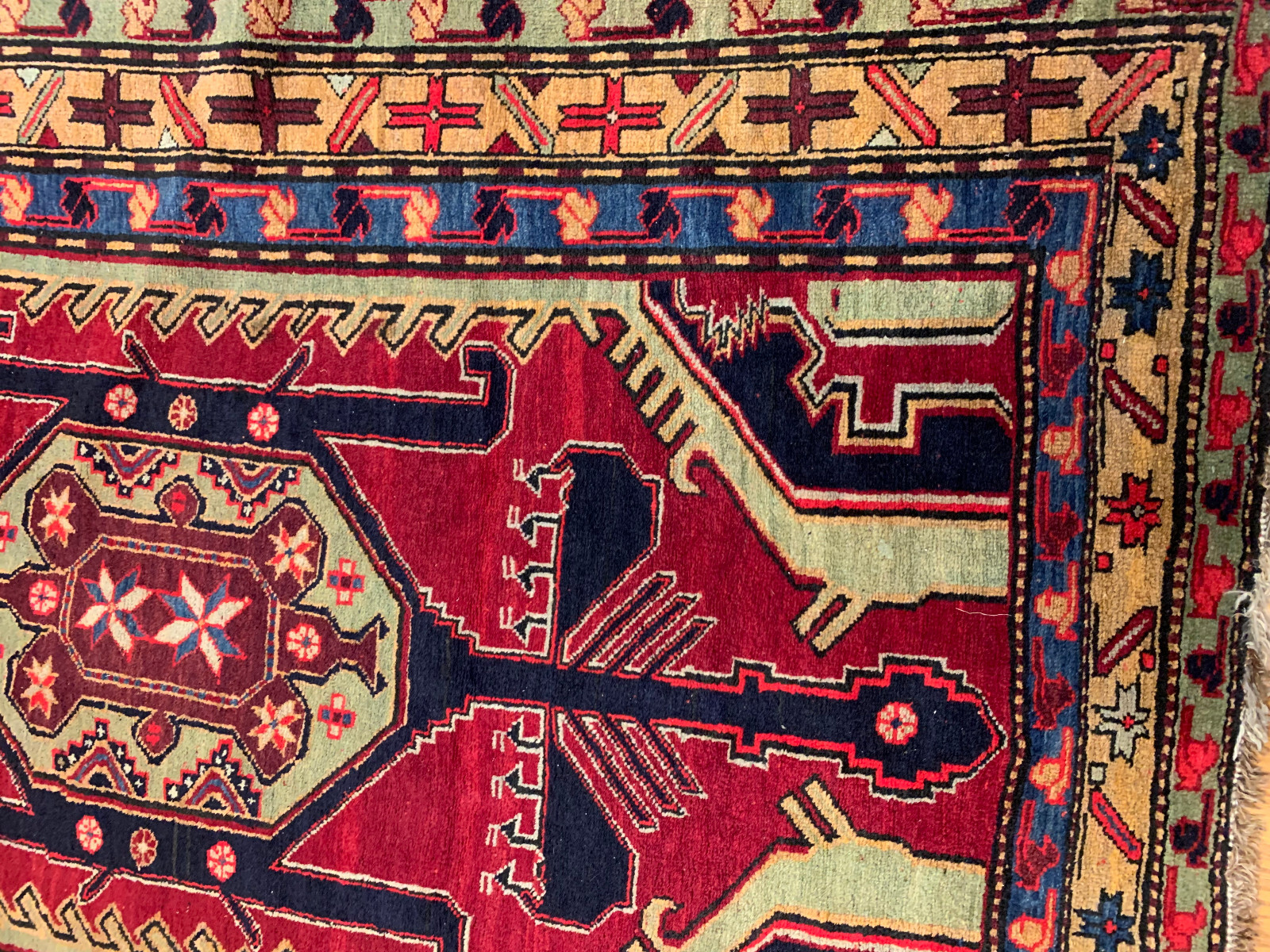 4.3 x 11.6 Vintage Hand Knotted 100% Wool Vegetable Dye Area Rug