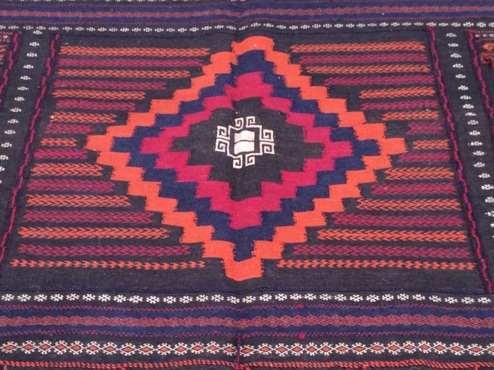 5.1 x 5.0 Hand-Woven Afghan Tribal Sumak Geometric Design 100% Wool Rug SZM-5150