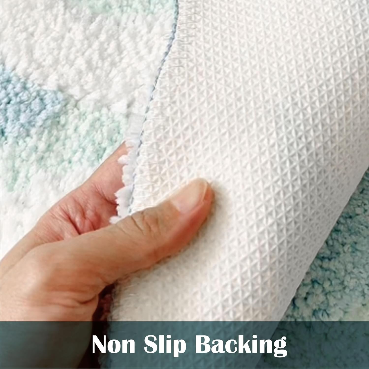 Elegant 3D Wave Moss Navy Blue Bath Rug 20″×36″ – Non-Slip & Washable