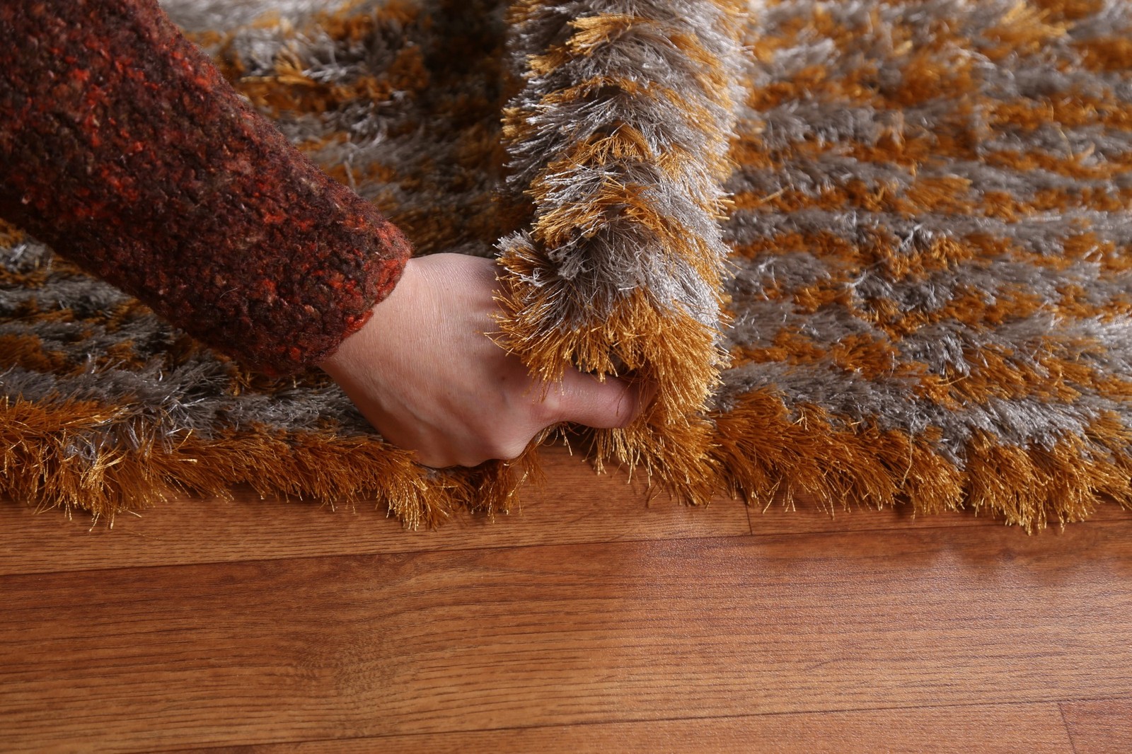 Striped Plush Shaggy Area Rug 5×8 Ft Hand-Tufted Oriental Modern Carpet