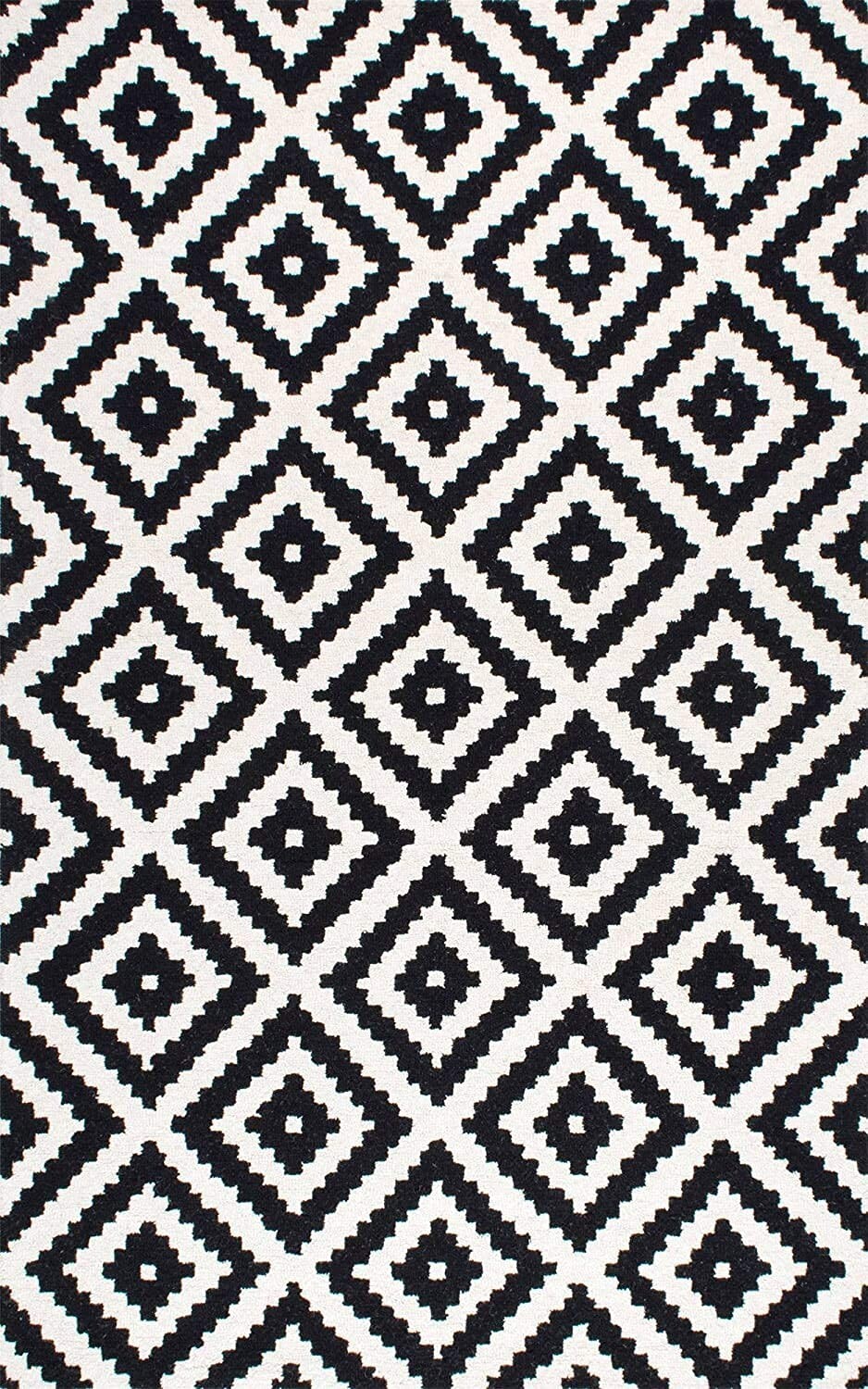 Black/White Hand Tufted Loop Carpets Geomatric Design Living Room Sofa Hall 6×9