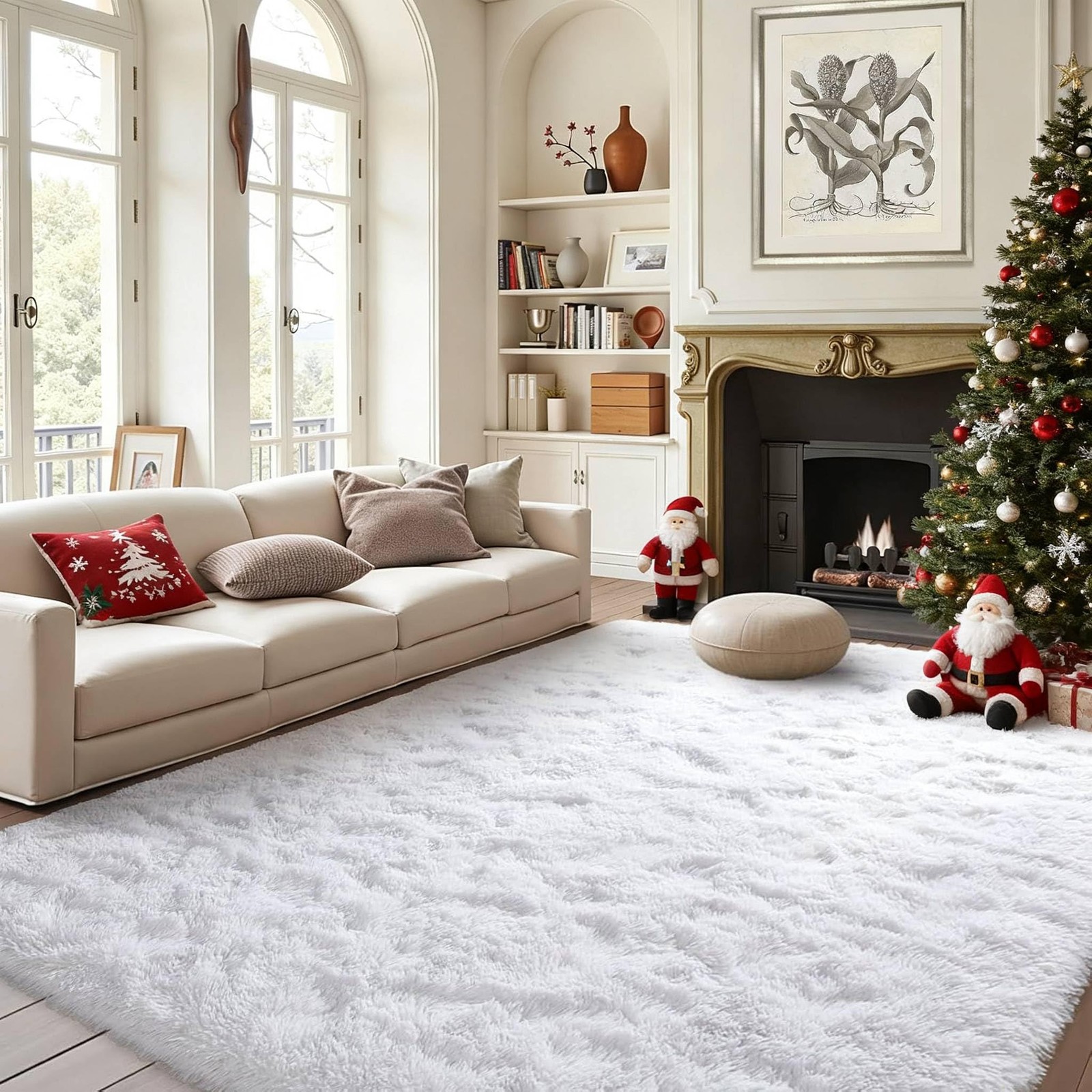 FinRèc White Rugs for Bedroom Living Room, 4×6 Feet Fluffy Shaggy Area Rug, …