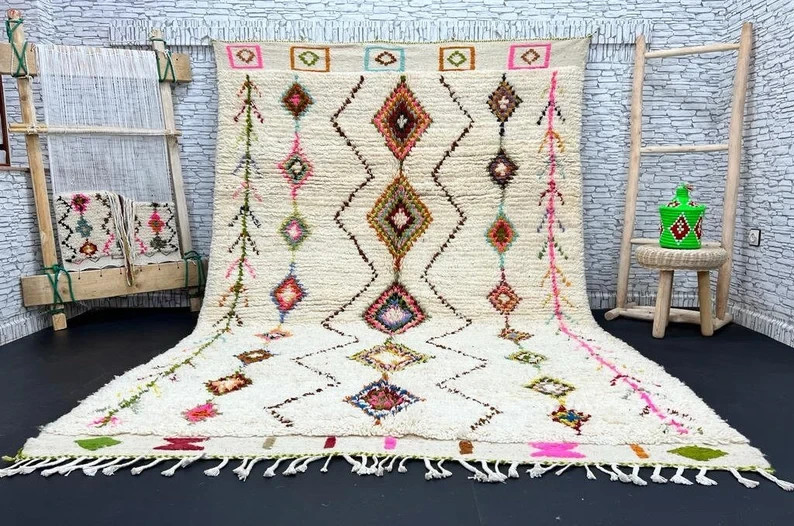 Morrocan wool rug | Multicolor area rug | Large Beni ourain Rugs for living room