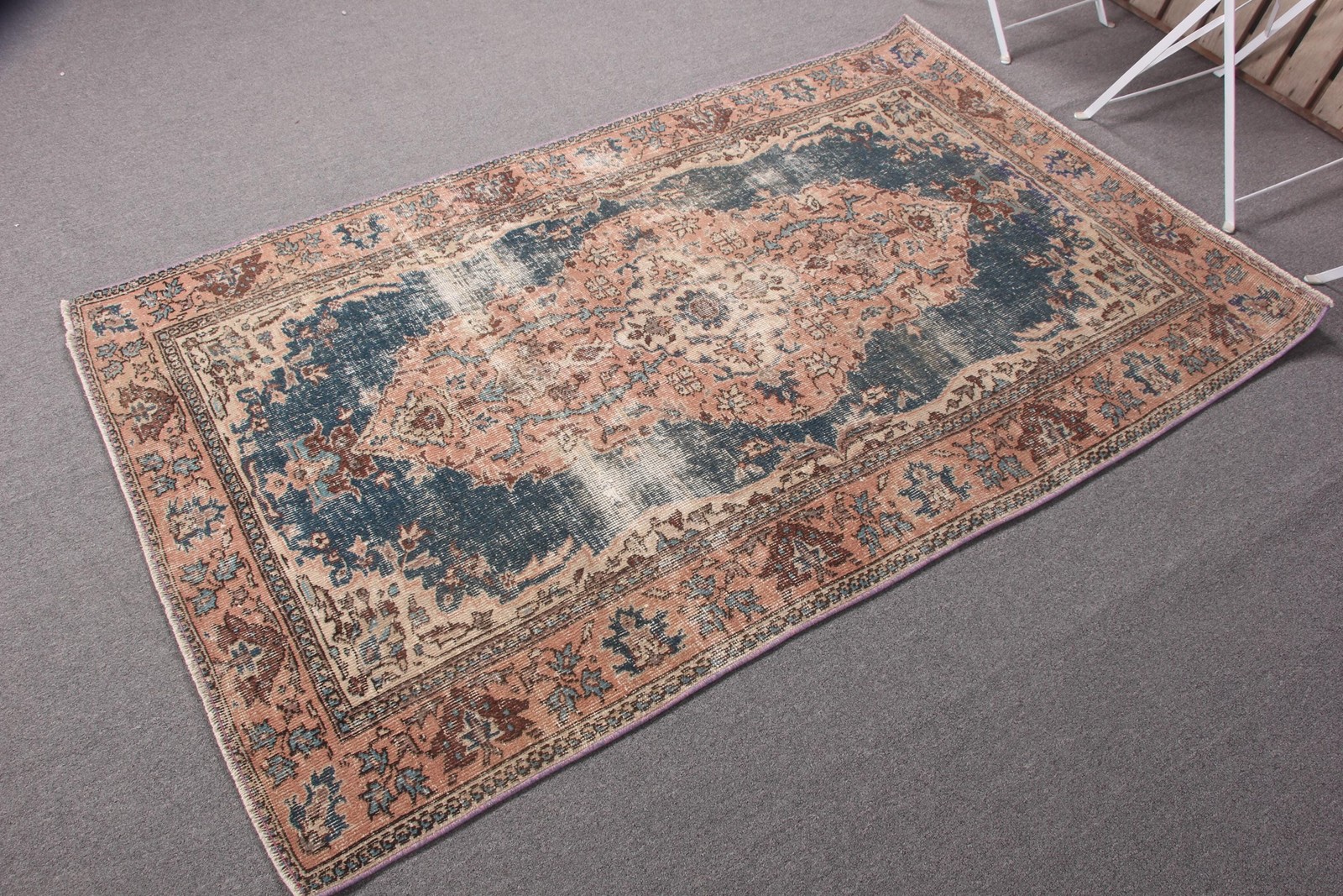 3,9×6,2 ft Area Vintage Rug, Orange Floral paisley Turkish Rug