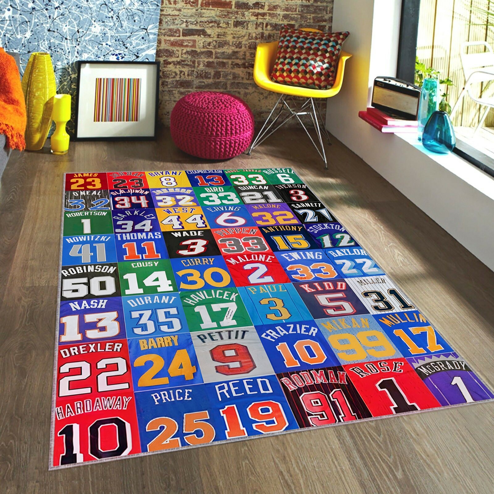 American Basketball People Number Rug, Basketball, Basketball Rug, Kids Room Rug