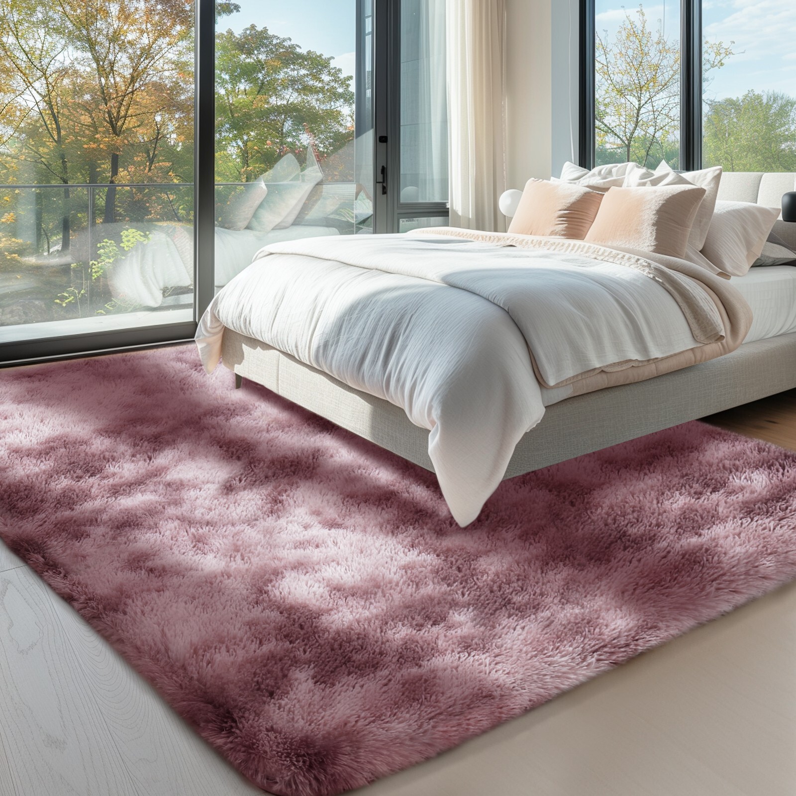 Large Size Shaggy Fluffy Area Rugs Carpets Living room Bedroom Tie-dye Purple