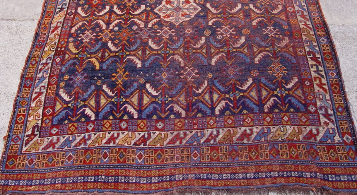 Antique 1850 Khamsehh-Morghii Bird 4’3″ x 7’8″ Handmade Wool Tribal Oriental Rug