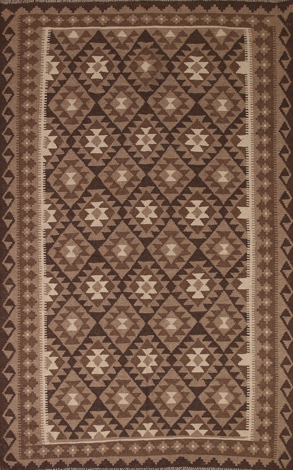 South-western Geometric Kilim Area Rug Wool Flat-weave Tribal Carpet 5’x8′ New