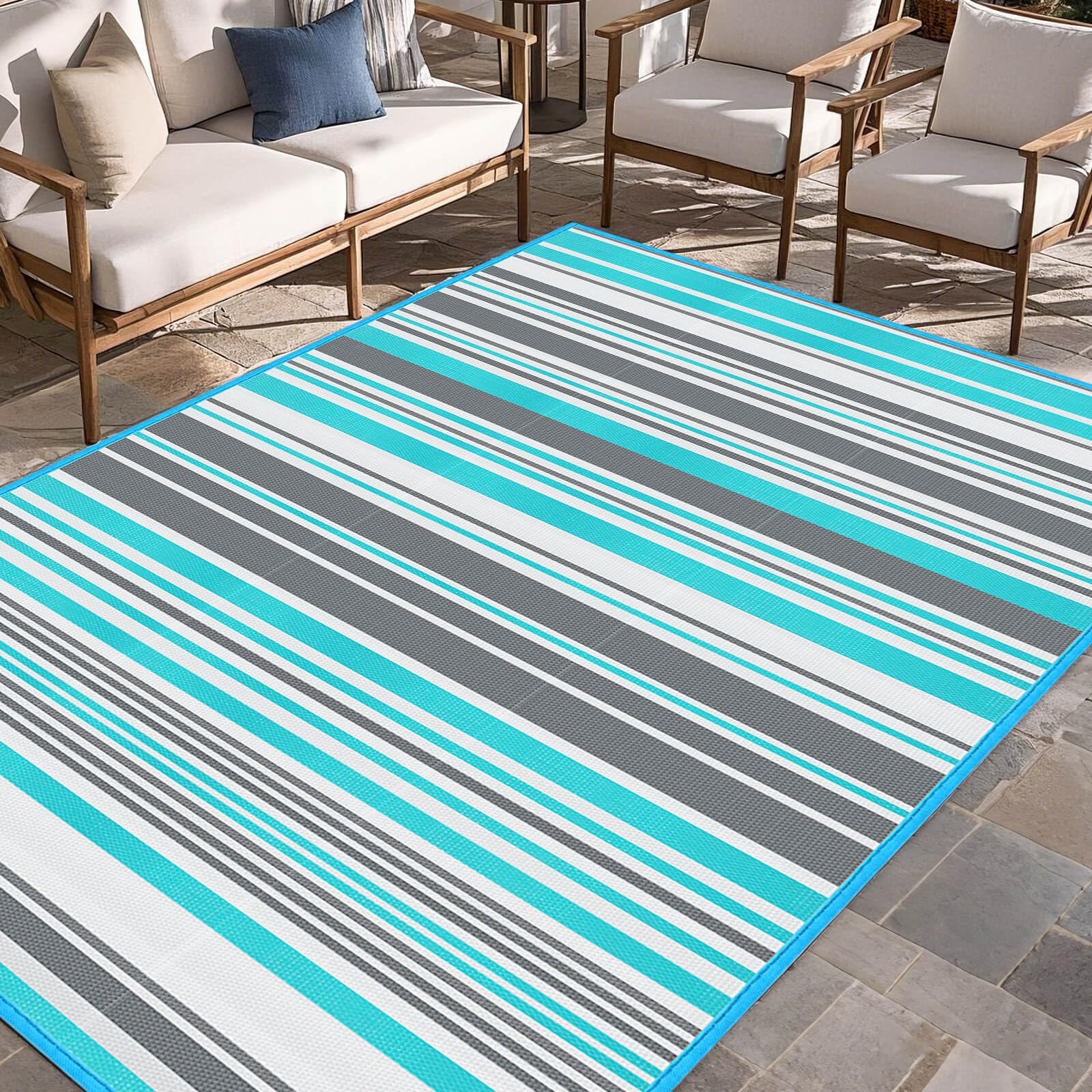 Outdoor Patio Plastic Rug Waterproof – Outdoor Rugs for Camper Outside, Rv, P…