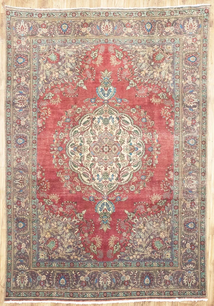 Semi-Antique Floral Classic Oriental Wool Rug 7’10×11’5 Ft Dining Room Carpet