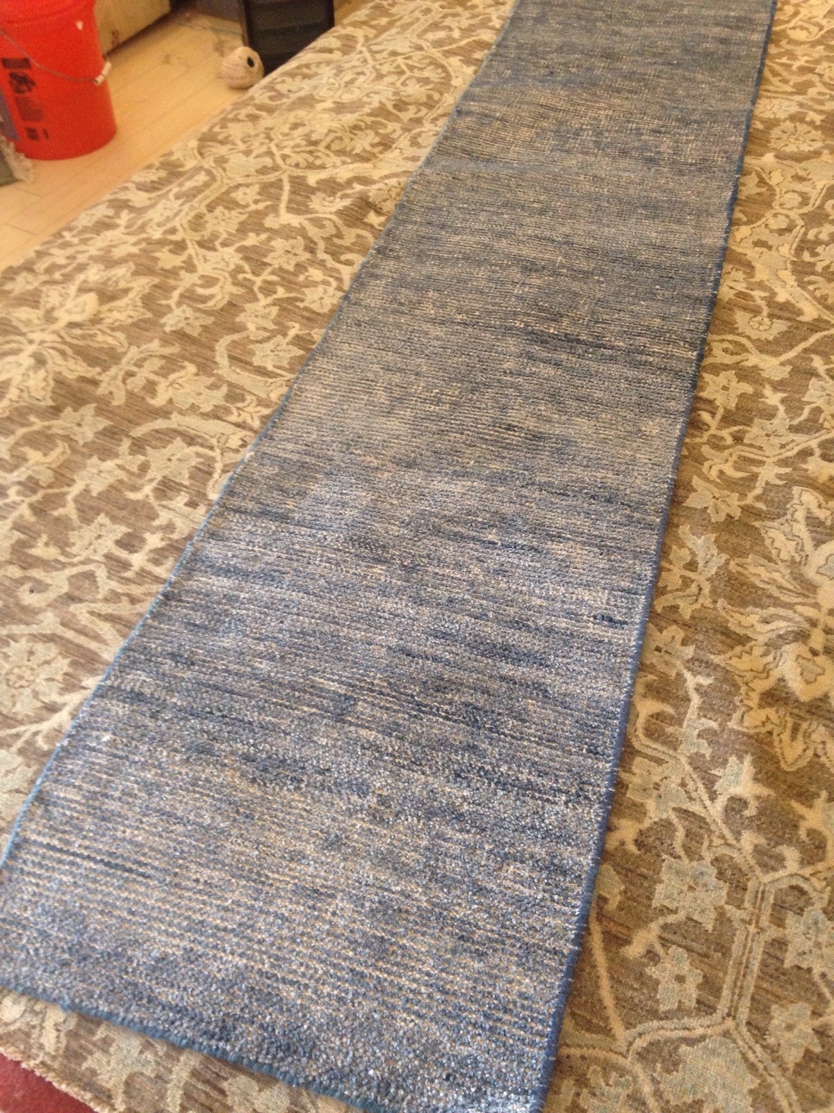 Spectacular Hand Knotted Runner Rug blue thin Solid Flat Woven Texture 2’x 10′