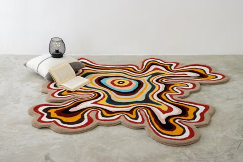 Hand-Tufted Multicolor 100% Wool Area Rug – Amorphous Indian Design | 6×9 ft |