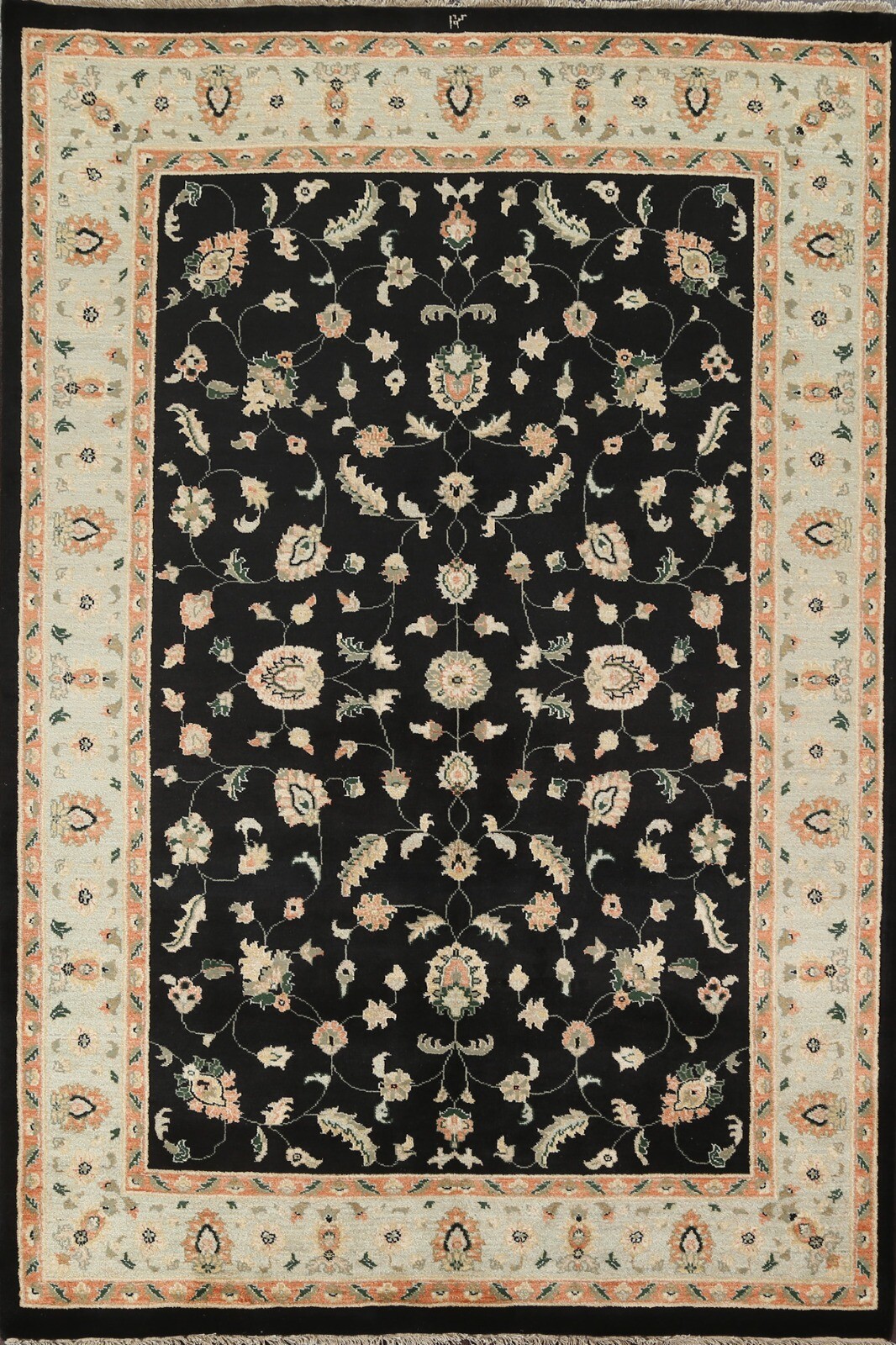 Floral Vegetable Dye Chobi-Peshawar Oriental Hand-knotted Area Rug 6’x8′ Carpet