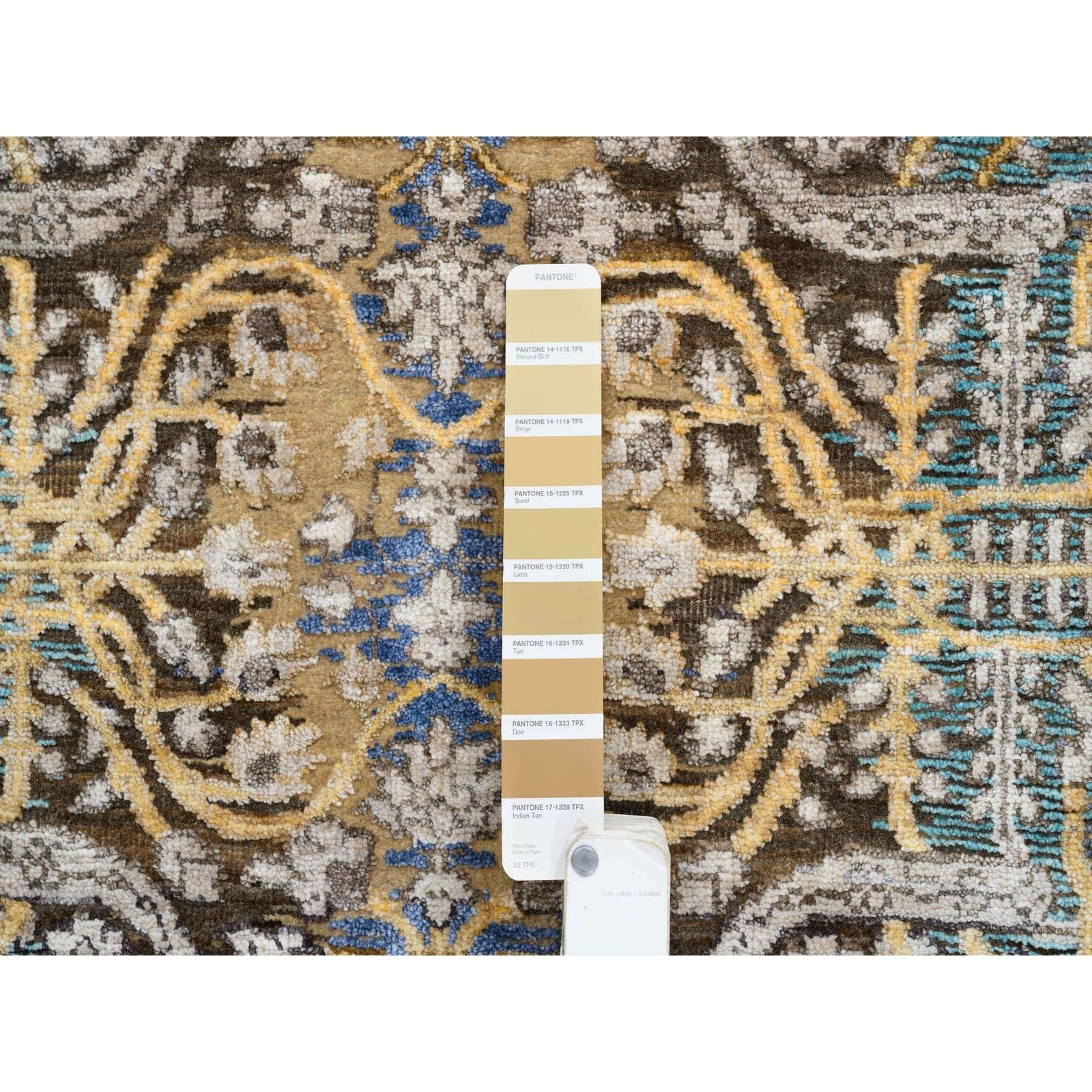 2’6″x12’1″ Gold Brown Saroogh Silk With Wool Hand Knotted Runner Rug R64447