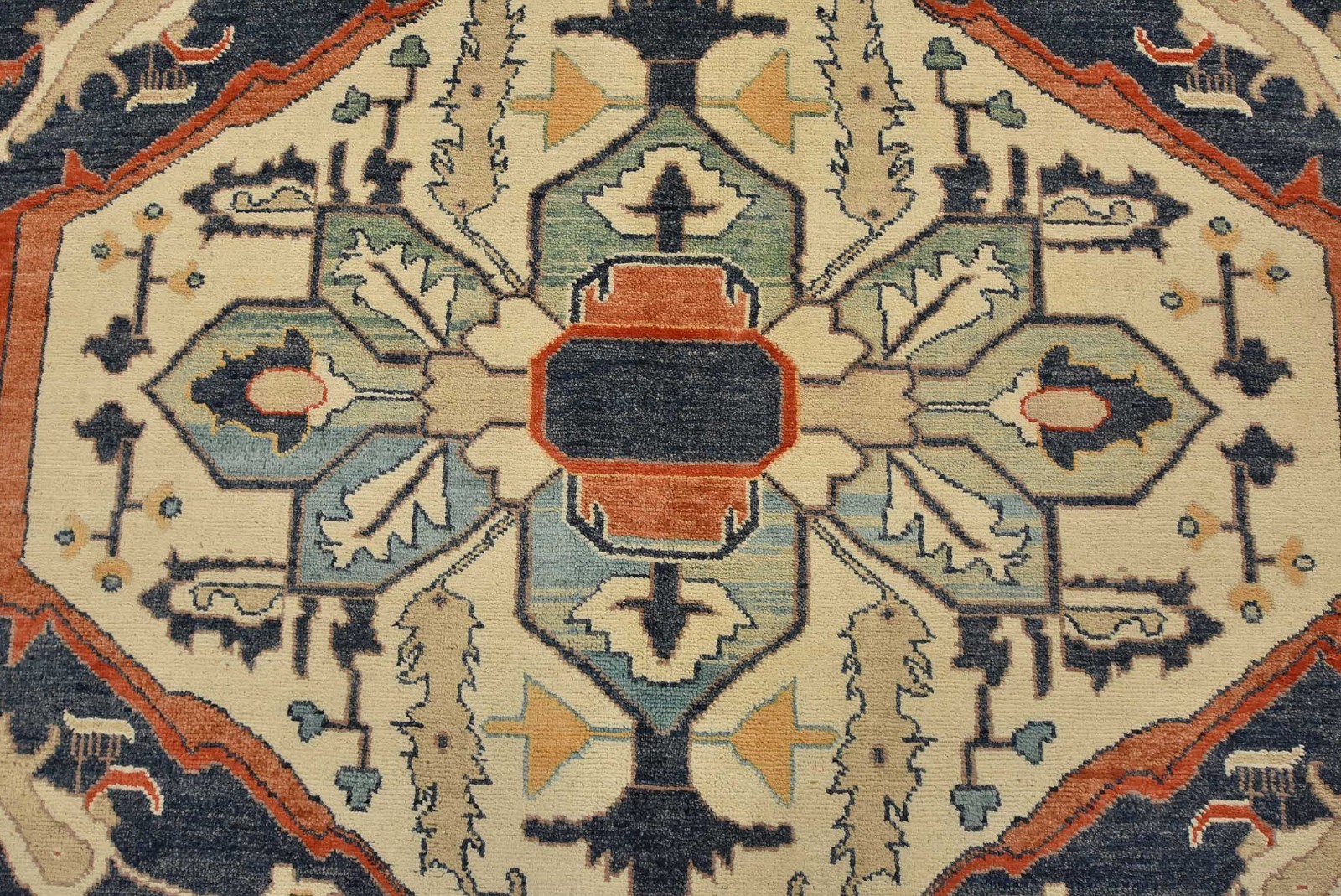 Heriz Rug 9’10” x 13’11” Orange Wool Traditional Hand-Knotted Oriental Carpet