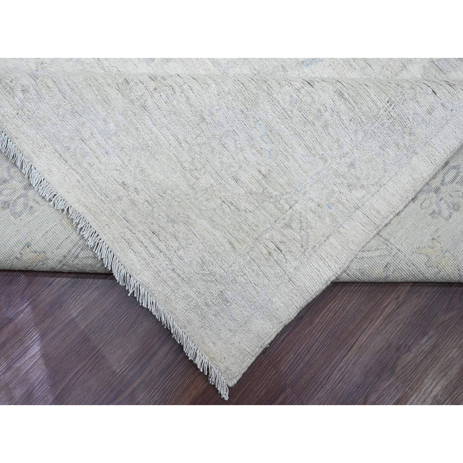 9’8″x13’5″ White Wash Peshawar All Over Pattern All Wool Hand Knotted Rug R20989