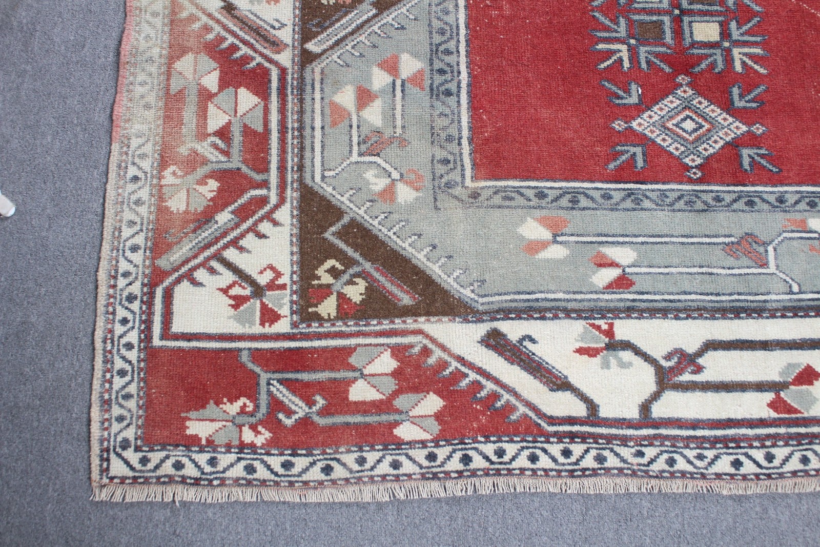 5,5×8,3 ft Large Turkish Rug, Vintage Rug, Red Green Oriental Wool Rug