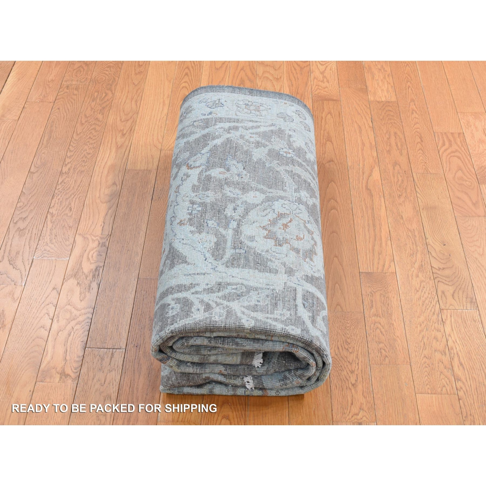 5’9″ x 9′ Arctic Blue Silver Wash Peshawar Hand Knotted Pure Wool Rug R80917